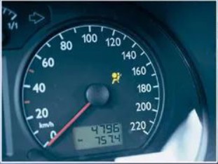 行车中，如图所示的报警灯常亮时，驾驶员应驾驶员应选择安全区域停车。熄火后重新起动发动机，故障灯仍未能消除的，应该（ ）。