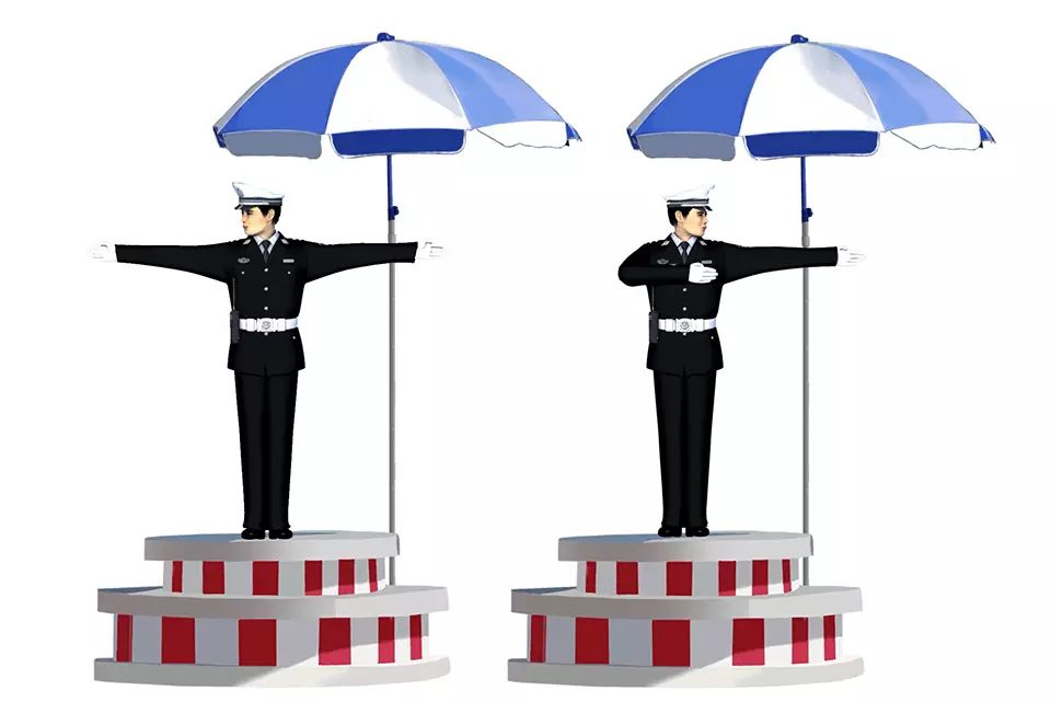 图中这组交警手势是什么信号?