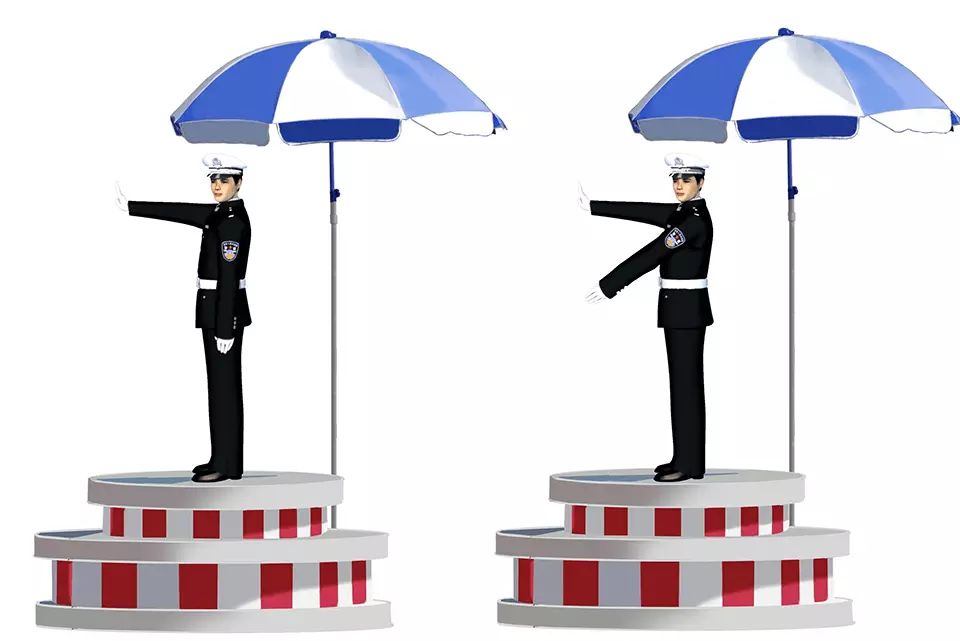 图中这组交警手势是什么信号?