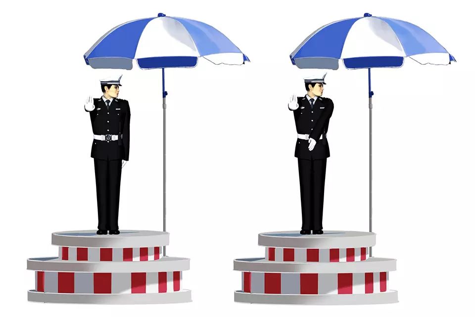 图中这组交警手势是什么信号?