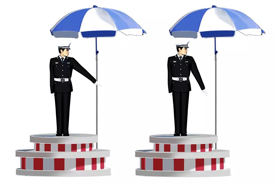 图中这组交警手势是什么信号?