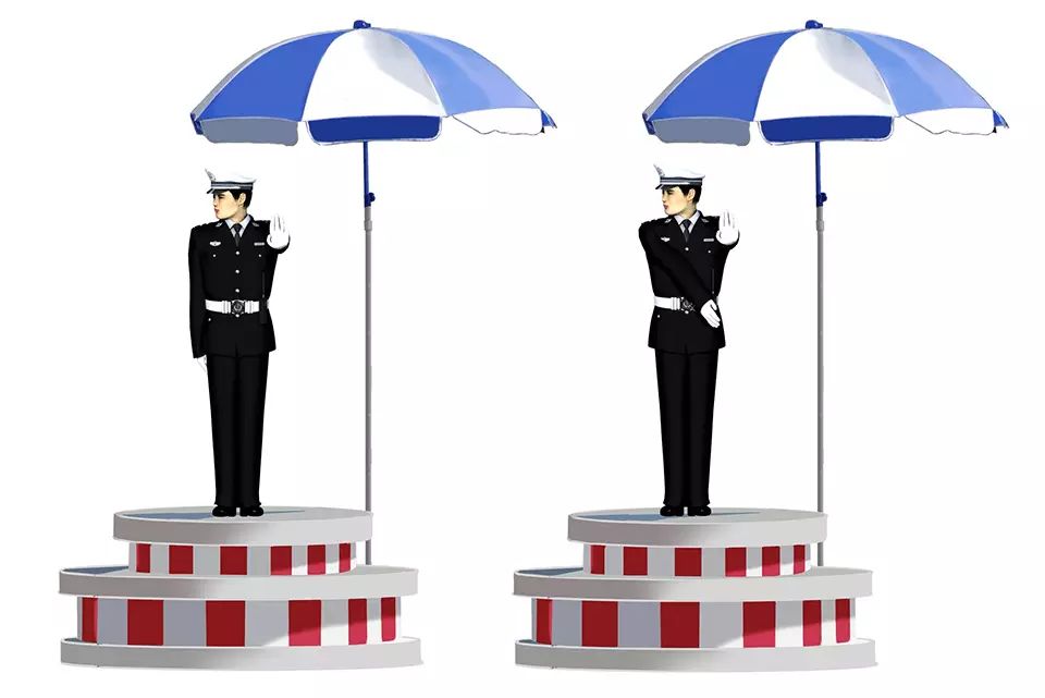 图中这组交警手势是什么信号?