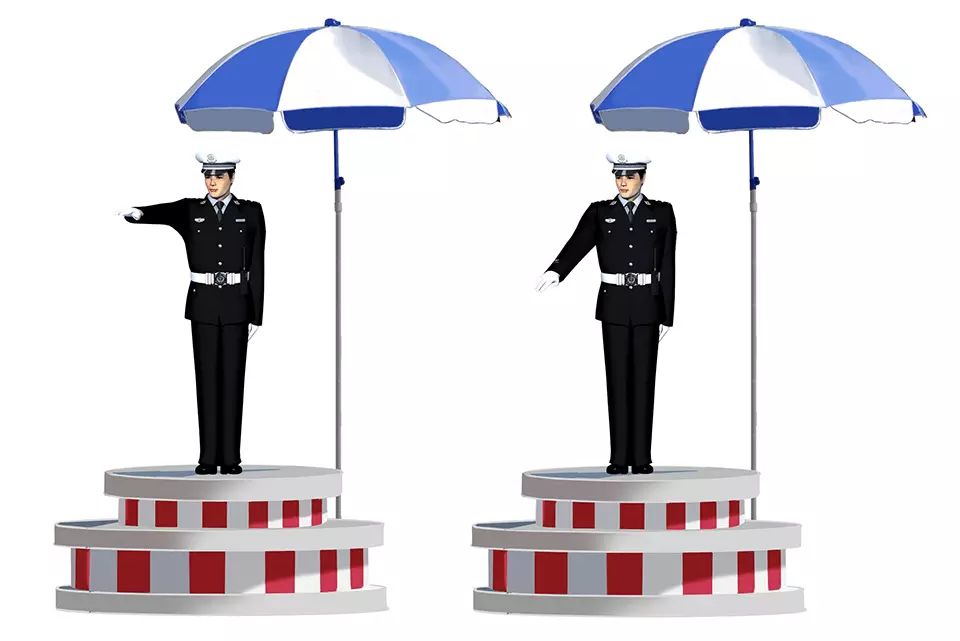 图中这组交警手势是什么信号?