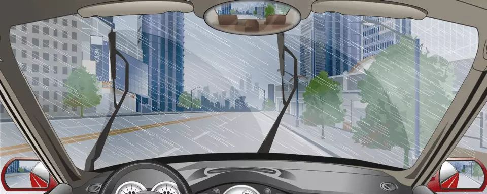 驾驶机动车在雨天起步时要使用雨刮器。