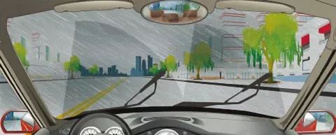 在图中所示的这种天气行车，由于能见度较低，需要开启远光灯告知对向来车。