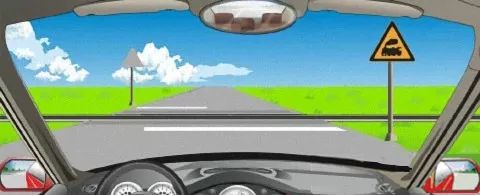 在图中所示的铁路道口，如果没有看到列车驶来就要加速横过道口。