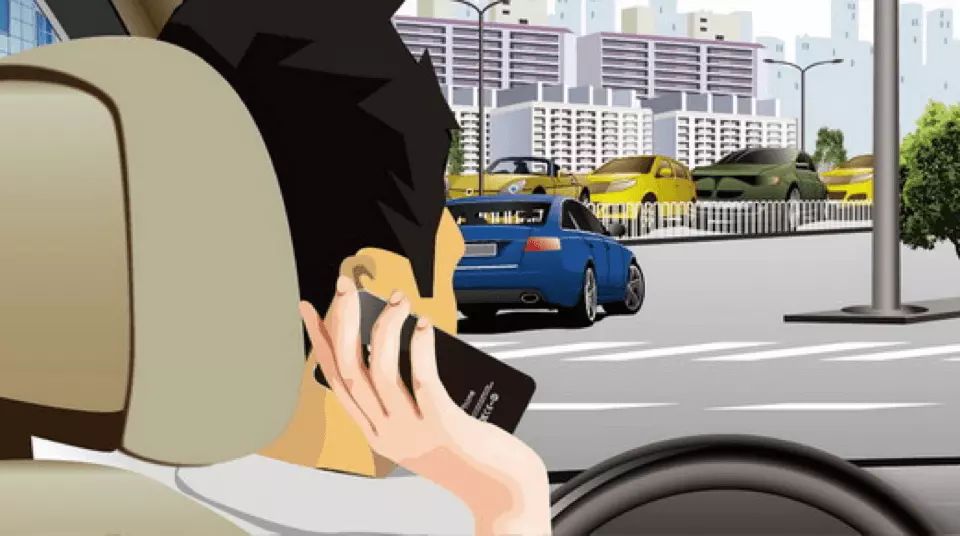 如图所示，驾驶机动车接打电话容易导致发生交通事故。