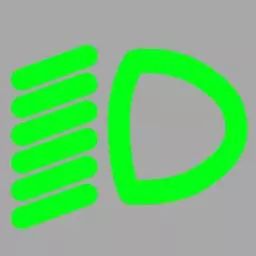 开启前照灯远光时仪表板上（如图所示）亮起。