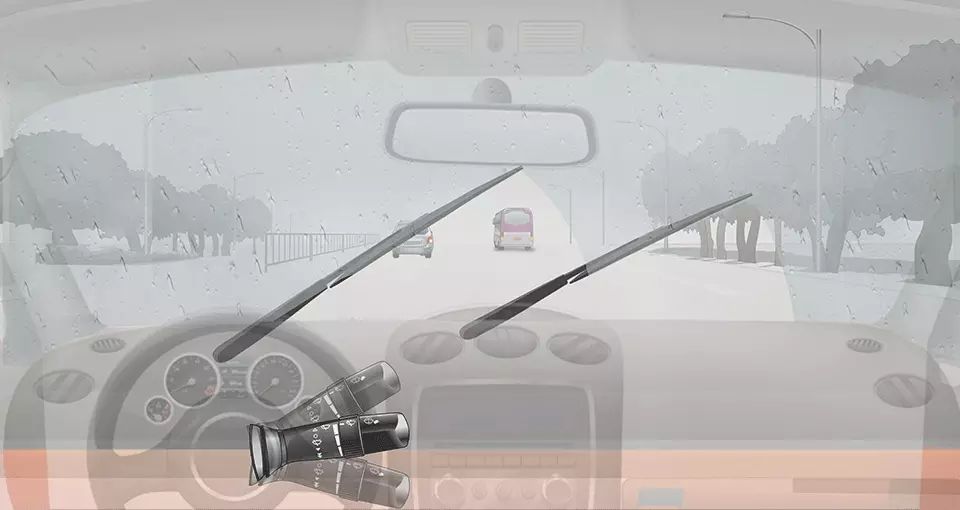 上下扳动这个开关前风窗玻璃刮水器开始工作。