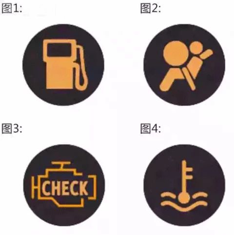 图中哪个报警灯亮，提示发动机控制系统异常或故障？