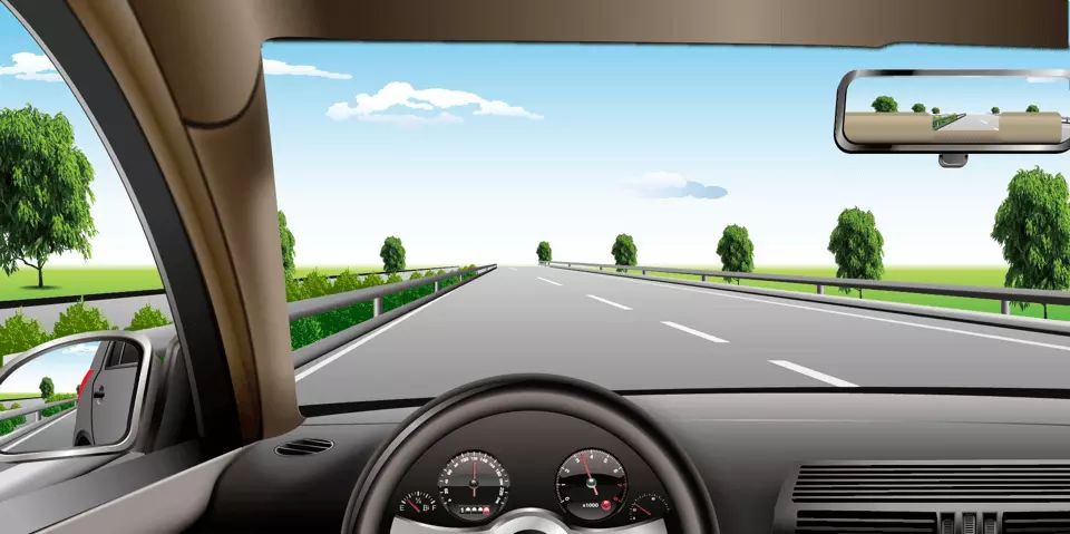 如图所示，在高速公路同方向两条机动车道左侧车道行驶，应保持什么车速?