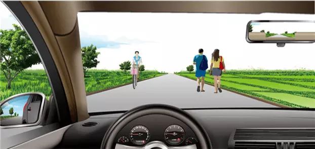 如图所示，驾驶机动车在这种道路上行驶应该在道路的中间通行，其原因是要给两侧的非机动车和行人留有充足的通行空间。