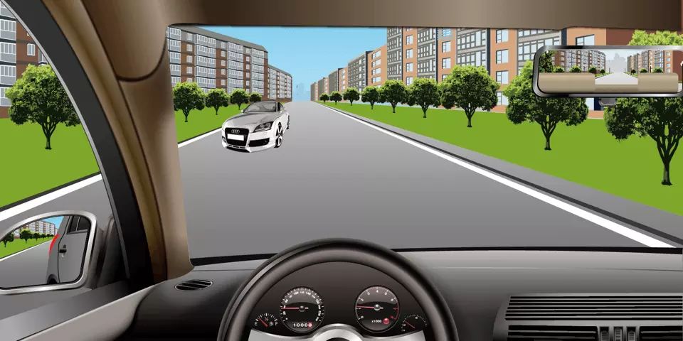 如图所示，在这种情况下，会车时必须减速靠右通过。