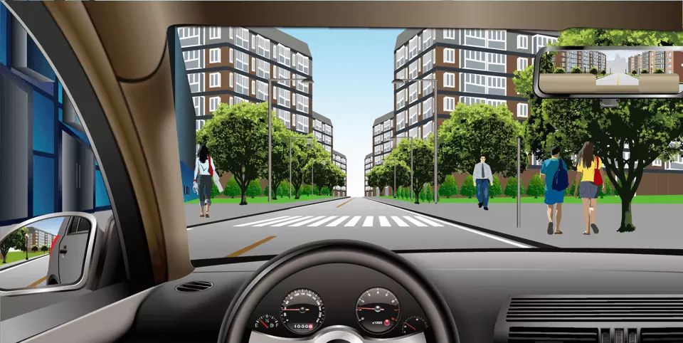 如图所示，驾驶机动车遇到没有行人通过的人行横道时不用减速慢行。