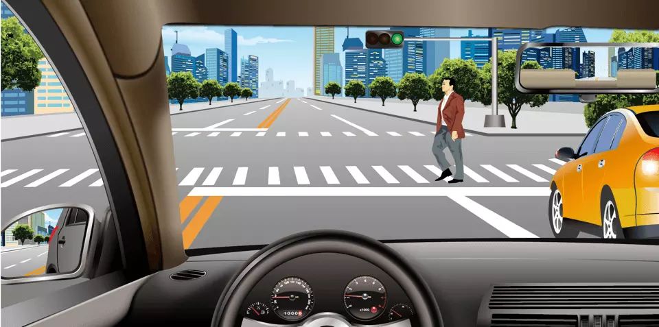 如图所示，在这种情况下，驾驶机动车要停车让行。