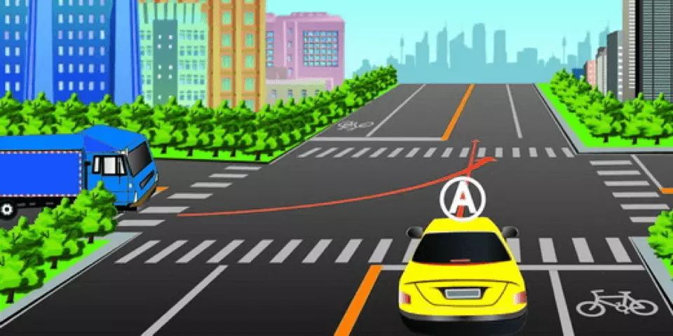 如图所示，驾驶机动车在路口前遇到这种情况时，A车具有优先通行权。