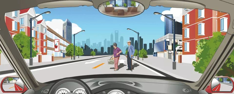 如图所示，驾驶机动车遇这种情况应如何礼让？