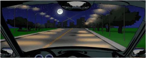 在这种环境中行车，怎样使用灯光是符合规定的？