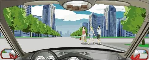 驶近一个没有信号灯的路口，遇到图中所示的情况，怎么做是正确的？