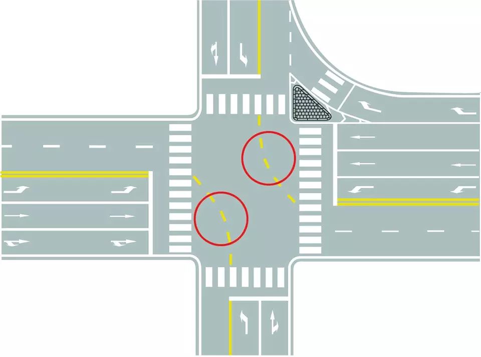 图中圈内黄色虚线是什么标线？