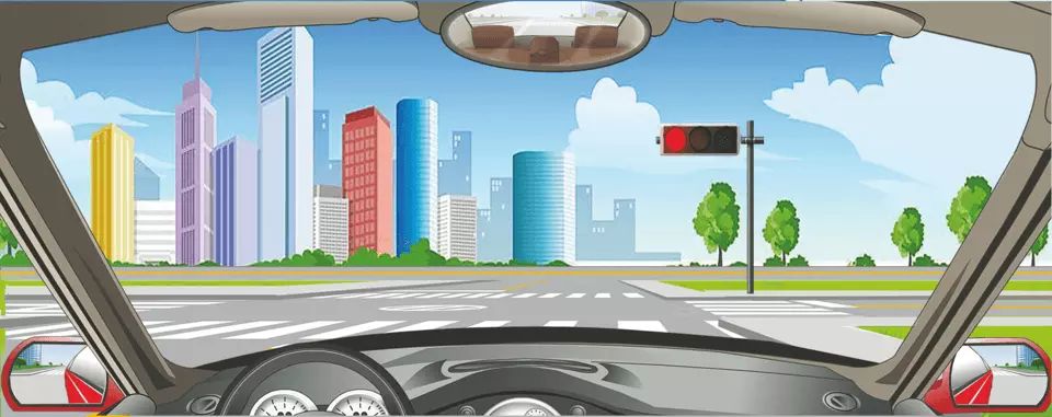 驾驶机动车行驶到这个位置时，如果车前轮已越过停止线可以继续通过。