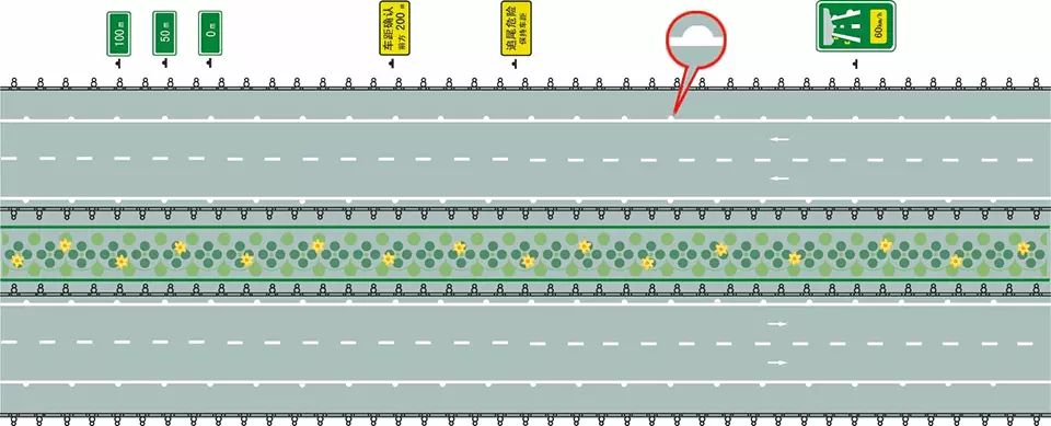 图中圈内的白色半圆状标记是什么标线？