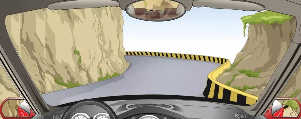 驾驶汽车在山区上这种陡坡道转弯时怎样行驶？