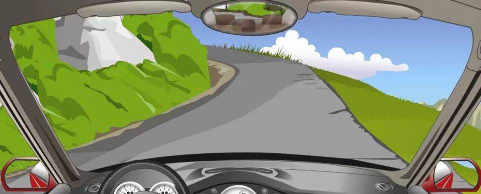 在这种路面较窄的急弯处行车时要注意什么？