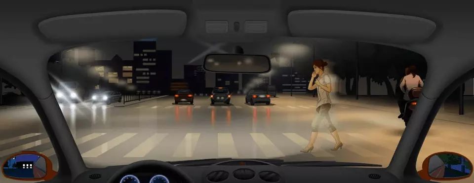 夜间驾驶汽车在人行横道前遇行人横过时怎样行驶？