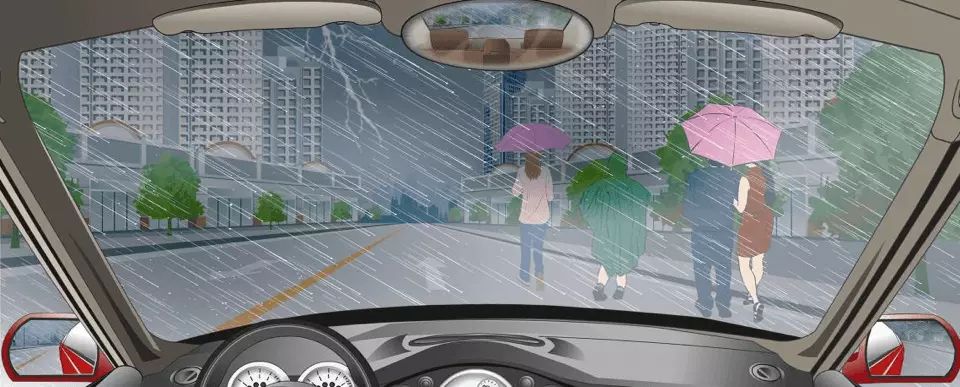 雨天遇到这种行人占道行走时怎样通行？