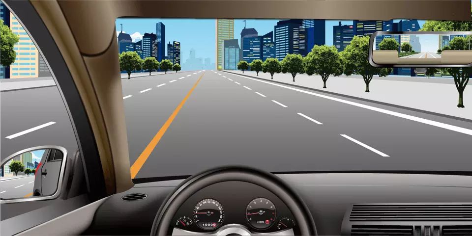 如图所示，若车后50m范围内无其他车辆，可以不打转向灯变更车道。