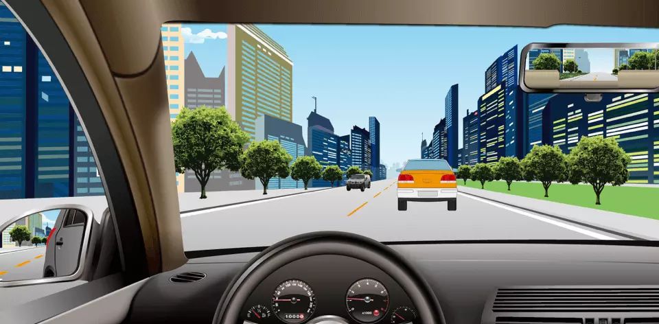 如图所示，当与对向车辆有会车可能时，不得超车。