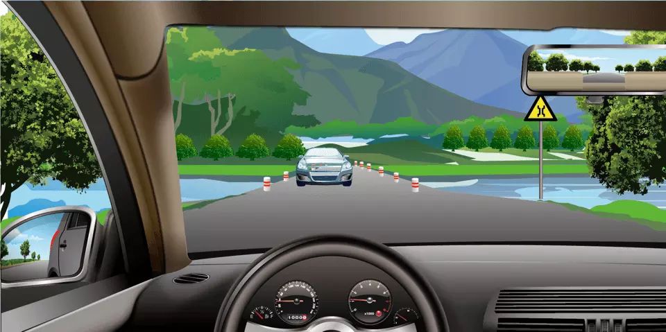 如图所示，行车中遇到这种情况应当如何安全会车?