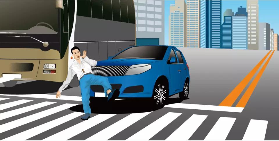 如图所示，造成这起事故的主要原因是机动车未按规定避让行人。