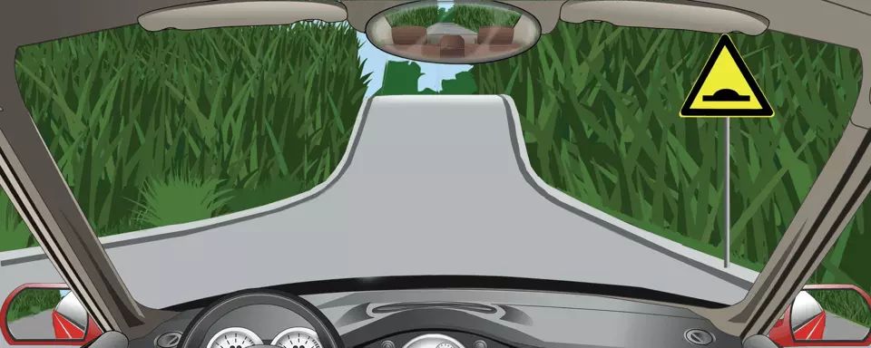 右侧标志提醒注意前方是驼峰桥。