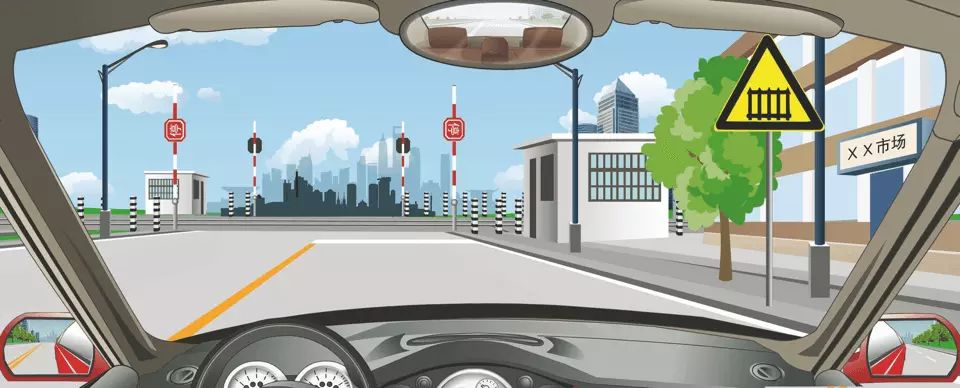 右侧这个标志警告前方是无人看守的有多股铁路与道路相交铁路道口。