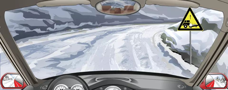 右侧标志提醒前方路段保持车距。