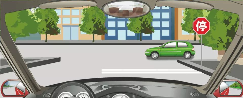 右侧标志表示前方路口要停车让行。