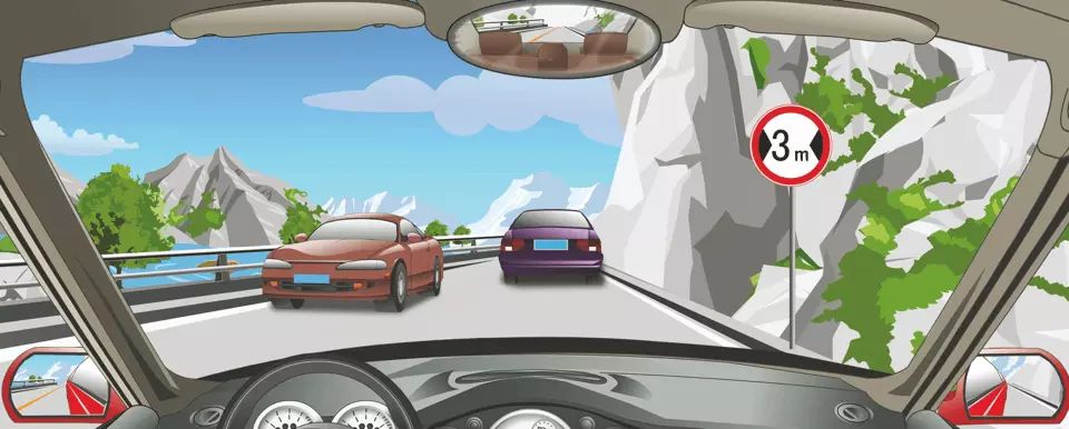 右侧标志表示前方道路限宽3米。