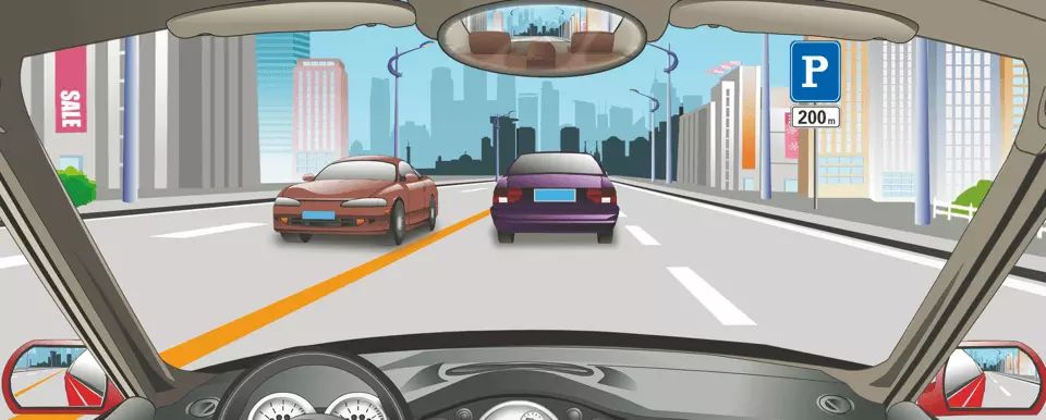 前方标志告知前方200米处是露天停车场。