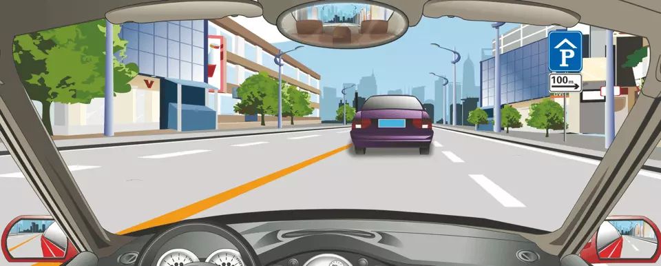 前方标志告知向右100米为室内停车场。