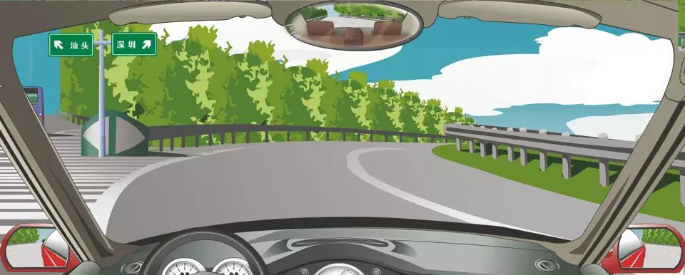 左侧标志指示高速公路两个行驶方向的目的地。