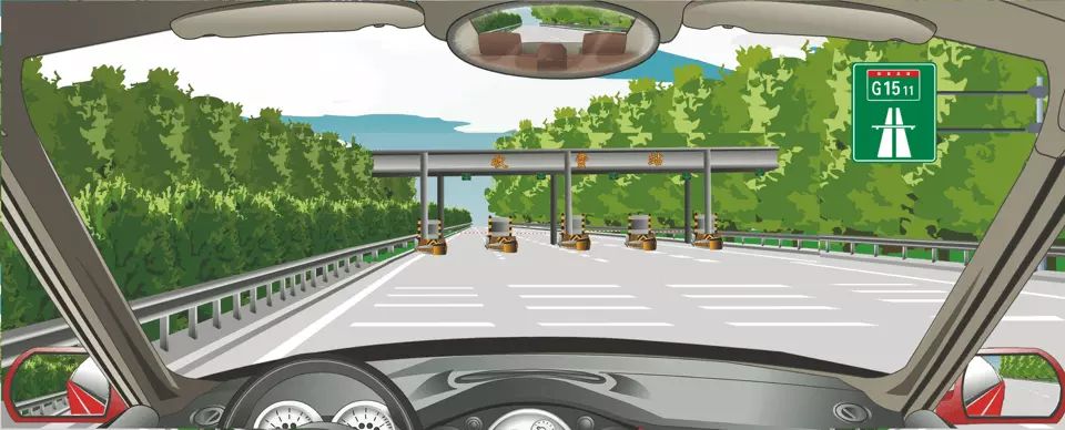 右侧标志指示前方是高速公路的终点。