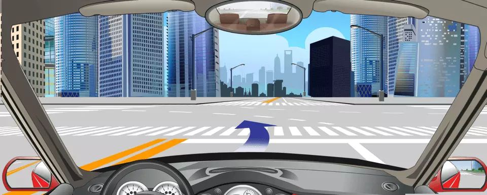 如下图，路口导向线用于辅助车辆转弯行驶。