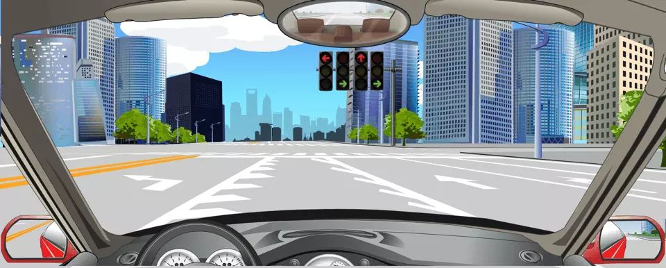 路面可变导向车道线指示可以随意选择通行方向。