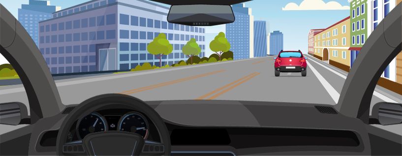 小福某日开车外出送货,在标有双黄虚线的城市道路上行驶,因着急送货且前方车辆行驶缓慢,小福应如何做?