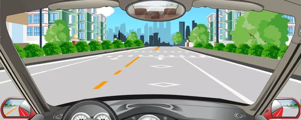 路面上菱形标识预告前方道路设置人行横道。