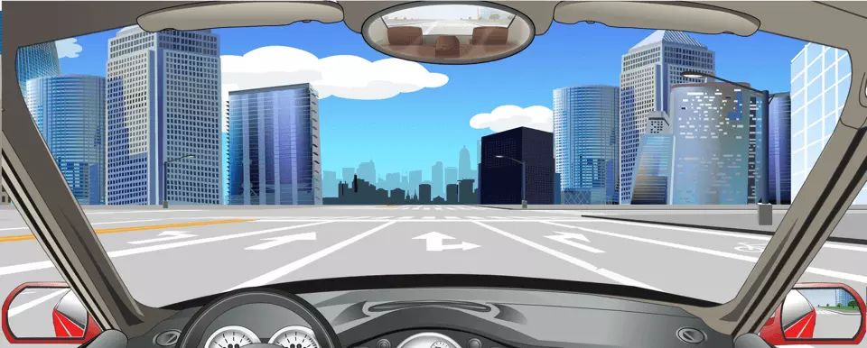 该车道路面导向箭头指示在前方路口仅可右转弯。