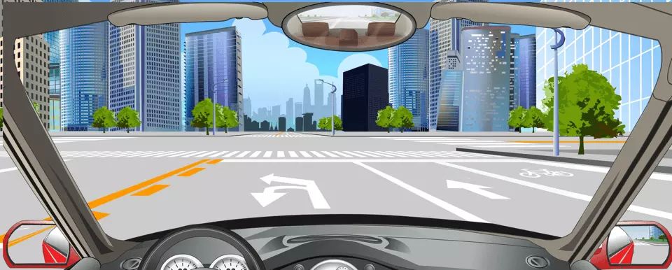 该车道路面导向箭头指示前方路口可左转弯或掉头。