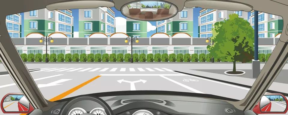 该车道路面导向箭头指示前方道路仅可左右转弯。